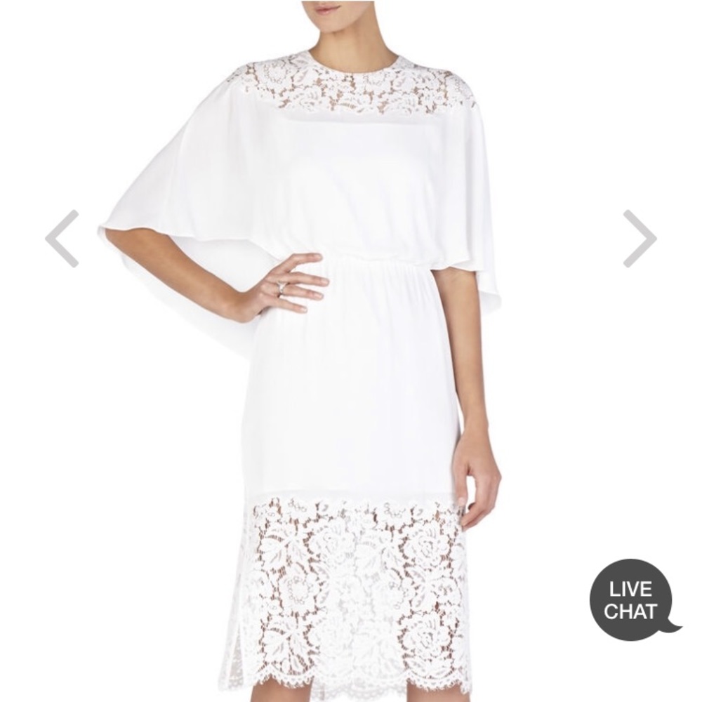 Brand new BCBG Lacie Lace-Blocked Cape Dress